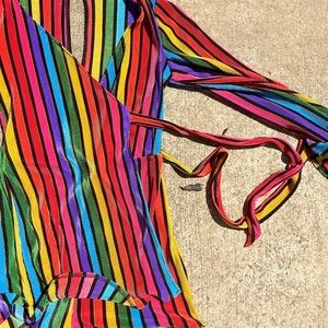 Like New! 🆕 Show Me Your MuMu Rainbow Striped Mini Dress